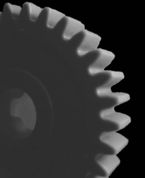 Made in USA - 48 Pitch, 0.708" Pitch Diam, 3/4" OD, 34 Tooth Spur Gear - 1/8" Face Width, 3/16" Bore Diam, 35/64" Hub Diam, 20° Pressure Angle, Acetal - Americas Tooling