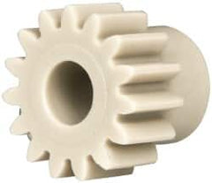 Made in USA - 20 Pitch, 3/4" Pitch Diam, 0.85" OD, 15 Tooth Spur Gear - 3/8" Face Width, 5/16" Bore Diam, 19/32" Hub Diam, 20° Pressure Angle, Acetal - Americas Tooling