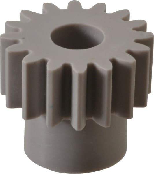 Made in USA - 20 Pitch, 0.8" Pitch Diam, 0.9" OD, 16 Tooth Spur Gear - 3/8" Face Width, 5/16" Bore Diam, 39/64" Hub Diam, 20° Pressure Angle, Acetal - Americas Tooling