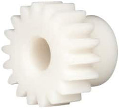 Made in USA - 20 Pitch, 0.9" Pitch Diam, 1" OD, 18 Tooth Spur Gear - 3/8" Face Width, 5/16" Bore Diam, 43/64" Hub Diam, 20° Pressure Angle, Acetal - Americas Tooling