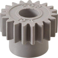 Made in USA - 20 Pitch, 0.95" Pitch Diam, 1.05" OD, 19 Tooth Spur Gear - 3/8" Face Width, 3/8" Bore Diam, 47/64" Hub Diam, 20° Pressure Angle, Acetal - Americas Tooling