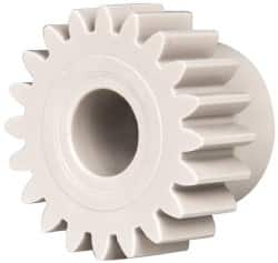 Made in USA - 20 Pitch, 1" Pitch Diam, 1.1" OD, 20 Tooth Spur Gear - 3/8" Face Width, 3/8" Bore Diam, 47/64" Hub Diam, 20° Pressure Angle, Acetal - Americas Tooling