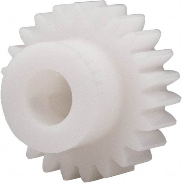 Made in USA - 20 Pitch, 1.15" Pitch Diam, 1-1/4" OD, 23 Tooth Spur Gear - 3/8" Face Width, 3/8" Bore Diam, 47/64" Hub Diam, 20° Pressure Angle, Acetal - Americas Tooling