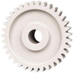 Made in USA - 20 Pitch, 1-3/4" Pitch Diam, 1.85" OD, 35 Tooth Spur Gear - 3/8" Face Width, 3/8" Bore Diam, 47/64" Hub Diam, 20° Pressure Angle, Acetal - Americas Tooling