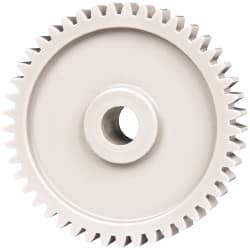 Made in USA - 20 Pitch, 2-1/4" Pitch Diam, 2.35" OD, 45 Tooth Spur Gear - 3/8" Face Width, 3/8" Bore Diam, 47/64" Hub Diam, 20° Pressure Angle, Acetal - Americas Tooling