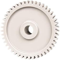 Made in USA - 20 Pitch, 2-1/4" Pitch Diam, 2.35" OD, 45 Tooth Spur Gear - 3/8" Face Width, 3/8" Bore Diam, 47/64" Hub Diam, 20° Pressure Angle, Acetal - Americas Tooling