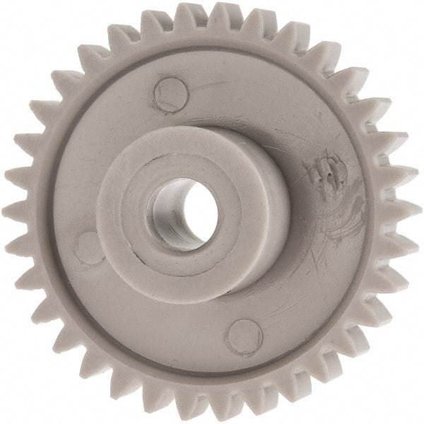 Made in USA - 24 Pitch, 1.416" Pitch Diam, 1-1/2" OD, 34 Tooth Spur Gear - 1/4" Face Width, 1/4" Bore Diam, 39/64" Hub Diam, 20° Pressure Angle, Acetal - Americas Tooling