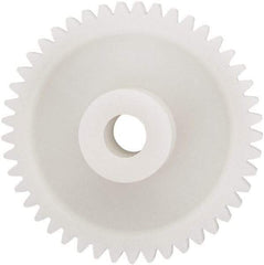 Made in USA - 24 Pitch, 1-7/8" Pitch Diam, 1.958" OD, 45 Tooth Spur Gear - 1/4" Face Width, 5/16" Bore Diam, 43/64" Hub Diam, 20° Pressure Angle, Acetal - Americas Tooling