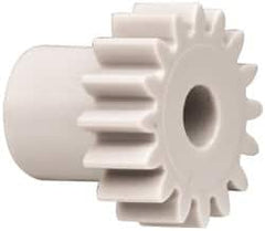 Made in USA - 32 Pitch, 1/2" Pitch Diam, 9/16" OD, 16 Tooth Spur Gear - 3/16" Face Width, 5/32" Bore Diam, 11/32" Hub Diam, 20° Pressure Angle, Acetal - Americas Tooling