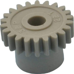 Made in USA - 32 Pitch, 11/16" Pitch Diam, 3/4" OD, 22 Tooth Spur Gear - 3/16" Face Width, 3/16" Bore Diam, 1/2" Hub Diam, 20° Pressure Angle, Acetal - Americas Tooling