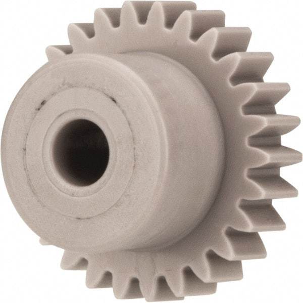 Made in USA - 32 Pitch, 13/16" Pitch Diam, 7/8" OD, 26 Tooth Spur Gear - 3/16" Face Width, 3/16" Bore Diam, 9/16" Hub Diam, 20° Pressure Angle, Acetal - Americas Tooling