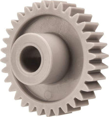 Made in USA - 32 Pitch, 1-3/16" Pitch Diam, 1-1/4" OD, 38 Tooth Spur Gear - 3/16" Face Width, 1/4" Bore Diam, 39/64" Hub Diam, 20° Pressure Angle, Acetal - Americas Tooling