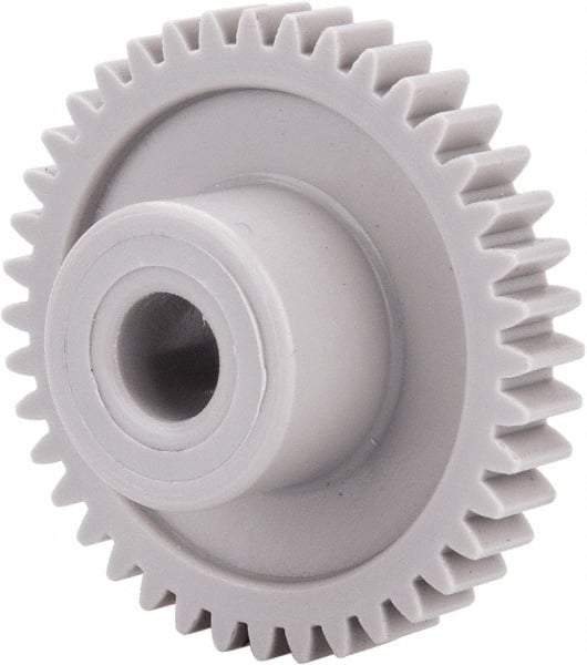 Made in USA - 32 Pitch, 1-1/4" Pitch Diam, 1-5/16" OD, 40 Tooth Spur Gear - 3/16" Face Width, 1/4" Bore Diam, 39/64" Hub Diam, 20° Pressure Angle, Acetal - Americas Tooling