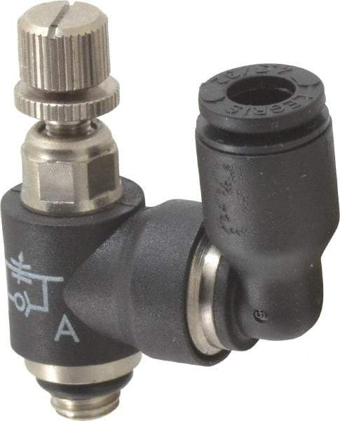 Legris - 5/32" OD x 10-32 UNF Miniature Swivel Outlet Flow Control Regulator - 0 to 145 psi & Nylon Material - Americas Tooling