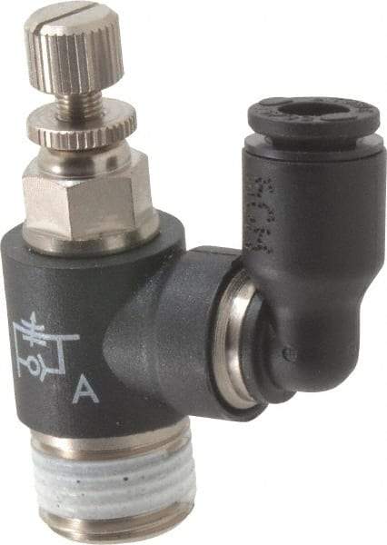 Legris - 5/32" OD x 1/8" NPT Miniature Swivel Outlet Flow Control Regulator - 0 to 145 psi & Nylon Material - Americas Tooling