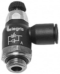 Legris - 12mm Tube OD x 1/2 Male BSPT Compact Meter Out Flow Control Valve - 14.5 to 145 psi, Nylon - Americas Tooling