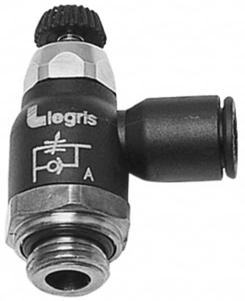 Legris - 10mm Tube OD x 1/2 Male BSPT Compact Meter Out Flow Control Valve - 14.5 to 145 psi, Nylon - Americas Tooling