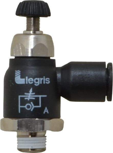 Legris - 8mm Tube OD x 1/8 Male BSPT Compact Meter Out Flow Control Valve - 14.5 to 145 psi, Nylon - Americas Tooling