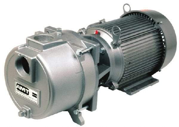 American Machine & Tool - 230 Volt, 20 Amp, 1 Phase, 5 HP, Self Priming Sewage Trash Pump - 184JM Frame, 2 Inch Inlet, TEFC Motor, Cast Iron Housing, Stainless Steel Impeller, Buna N Seal - Americas Tooling