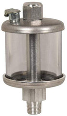 LDI Industries - 1 Outlet, Polymer Bowl, 40.7 mL No Flow Control Oil Reservoir - 1/4 NPTF Outlet, 1-3/4" Diam x 2-61/64" High, 60°C Max - Americas Tooling