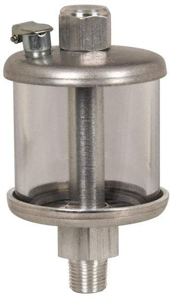 LDI Industries - 1 Outlet, Polymer Bowl, 29.6 mL No Flow Control Oil Reservoir - 1/4 NPTF Outlet, 1-1/2" Diam x 3-3/16" High, 60°C Max - Americas Tooling