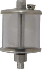 LDI Industries - 1 Outlet, Polymer Bowl, 73.9 mL No Flow Control Oil Reservoir - 1/8 NPTF Outlet, 2" Diam x 3-1/2" High, 60°C Max - Americas Tooling