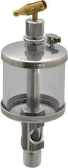 LDI Industries - 1 Outlet, Polymer Bowl, 44.4 mL Manual-Adjustable Oil Reservoir - 1/4 NPTF Outlet, 1-3/4" Diam x 5-3/8" High, 71.11°C Max - Americas Tooling