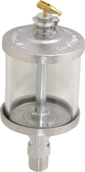 LDI Industries - 1 Outlet, Glass Bowl, 266.2 mL Manual-Adjustable Oil Reservoir - 1/2 NPTF Outlet, 3" Diam x 7.81" High, 121.11°C Max - Americas Tooling