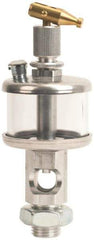 LDI Industries - 1 Outlet, Polymer Bowl, 147.9 mL Manual-Adjustable Oil Reservoir - 9/16-18 UNF Outlet, 2-1/2" Diam x 6-3/8" High, 71.11°C Max - Americas Tooling