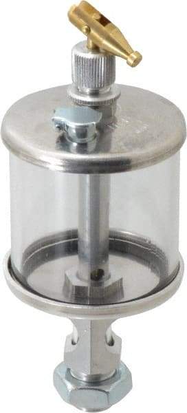 LDI Industries - 1 Outlet, Polymer Bowl, 73.9 mL Manual-Adjustable Oil Reservoir - 9/16-18 UNF Outlet, 2" Diam x 5-3/4" High, 71.11°C Max - Americas Tooling