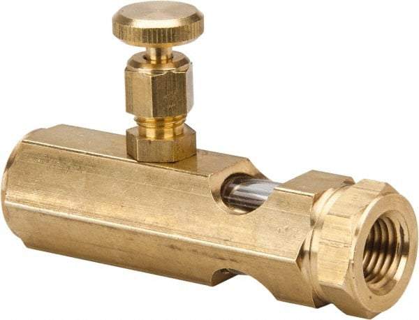 LDI Industries - 1/4 Outlet Thread, 1/4 Inlet Thread, Brass, Straight Valve, Oil Reservoir Needle Valve - 1 Outlet, FNPTF Inlet Thread, FNPTF Outlet Thread - Americas Tooling