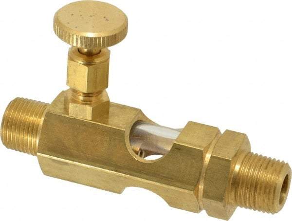 LDI Industries - 3/8 Outlet Thread, 3/8 Inlet Thread, Brass, Straight Valve, Oil Reservoir Needle Valve - 1 Outlet, MNPTF Inlet Thread, MNPTF Outlet Thread - Americas Tooling