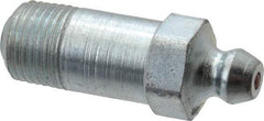 Alemite - Straight Head Angle, 1/8 PTF Steel Standard Grease Fitting - 7/16" Hex, 1-1/4" Overall Height, 25/32" Shank Length, 10,000 Operating psi, Zinc Plated Finish - Americas Tooling