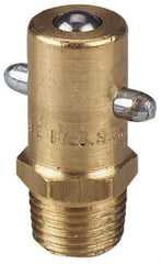 Alemite - Straight Head Angle, 1/8 PTF Brass Pin-Style Grease Fitting - 7/16" Hex, 31/32" Overall Height, 17/64" Shank Length, 3,000 Operating psi, Zinc Plated Finish - Americas Tooling