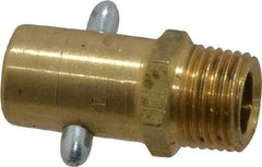 Alemite - Straight Head Angle, 1/8 PTF Brass Pin-Style Grease Fitting - 7/16" Hex, 31/32" Overall Height, 17/64" Shank Length, 3,000 Operating psi, Zinc Plated Finish - Americas Tooling