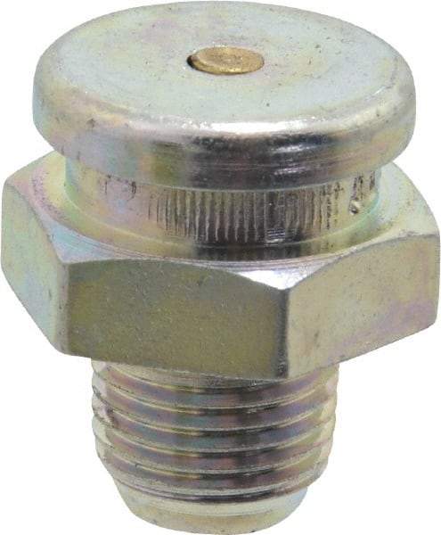 Alemite - Straight Head Angle, 1/8 PTF Button-Head Grease Fitting - 5/8" Hex, 3/4" Overall Height, 11/32" Shank Length, 6,000 Operating psi, Zinc Plated Finish - Americas Tooling