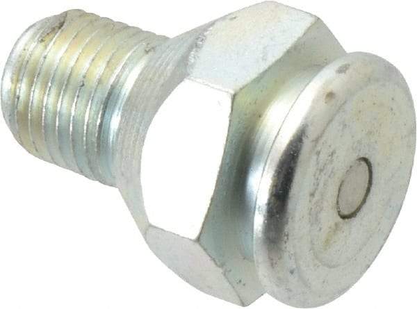 Alemite - Straight Head Angle, 1/4 NPTF Button-Head Grease Fitting - 7/8" Hex, 1-1/4" Overall Height, 1/2" Shank Length, 15,000 Operating psi, Zinc Plated Finish - Americas Tooling