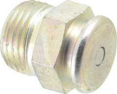 Alemite - Straight Head Angle, 1/2 NPTF Button-Head Grease Fitting - 7/8" Hex, 1-1/16" Overall Height, 1/2" Shank Length, 15,000 Operating psi, Zinc Plated Finish - Americas Tooling