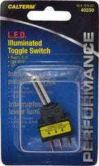 Gardner Bender - 2 Position, 12 Volt, 16 Amp, 1/2 Hole Diam, Red LED Glow Dot Toggle Switch - On Off Sequence, 1 Switch, Black - Americas Tooling