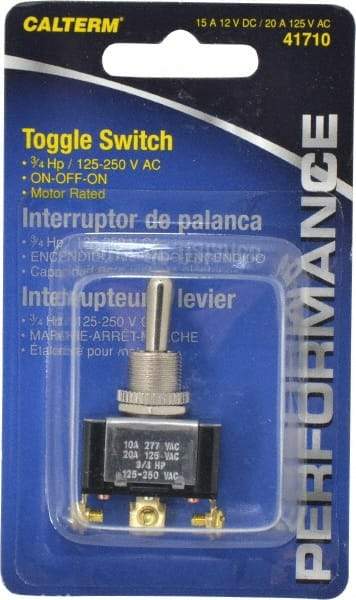 Gardner Bender - 3 Position, 12 Volt, 15 Amp, 1/2 Hole Diam, Metal Toggle Switch - On Off On Sequence, 1 Switch, Silver - Americas Tooling