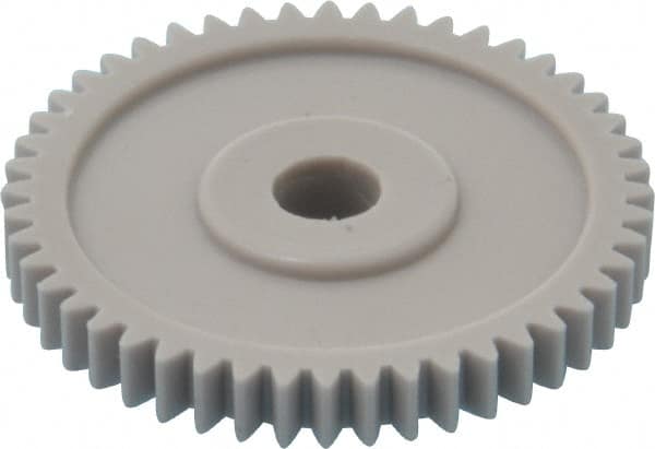 Made in USA - 32 Pitch, 1-1/2" Pitch Diam, 1-9/16" OD, 48 Tooth Spur Gear - 3/16" Face Width, 1/4" Bore Diam, 5/8" Hub Diam, 20° Pressure Angle, Acetal - Americas Tooling