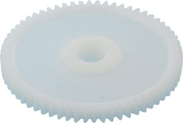 Made in USA - 32 Pitch, 2" Pitch Diam, 2-1/16" OD, 64 Tooth Spur Gear - 3/16" Face Width, 5/16" Bore Diam, 43/64" Hub Diam, 20° Pressure Angle, Acetal - Americas Tooling