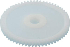 Made in USA - 32 Pitch, 2" Pitch Diam, 2-1/16" OD, 64 Tooth Spur Gear - 3/16" Face Width, 5/16" Bore Diam, 43/64" Hub Diam, 20° Pressure Angle, Acetal - Americas Tooling