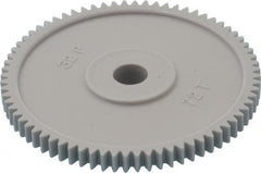 Made in USA - 32 Pitch, 2-1/4" Pitch Diam, 2-5/16" OD, 72 Tooth Spur Gear - 3/16" Face Width, 5/16" Bore Diam, 13/16" Hub Diam, 20° Pressure Angle, Acetal - Americas Tooling