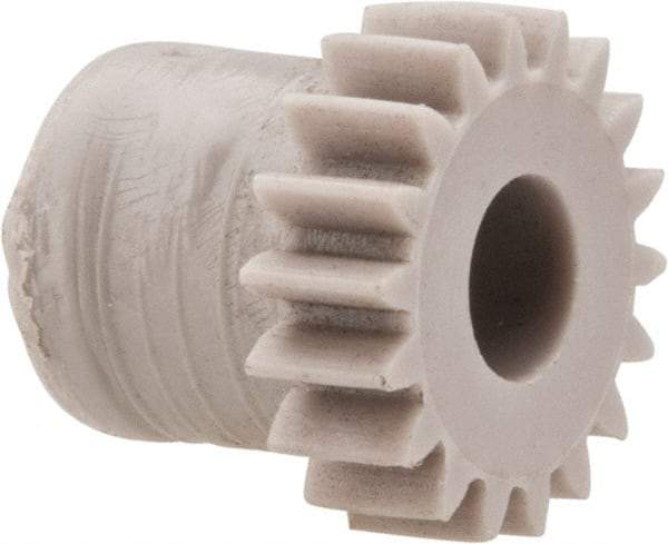 Made in USA - 48 Pitch, 3/8" Pitch Diam, 0.417" OD, 18 Tooth Spur Gear - 1/8" Face Width, 5/32" Bore Diam, 5/16" Hub Diam, 20° Pressure Angle, Acetal - Americas Tooling