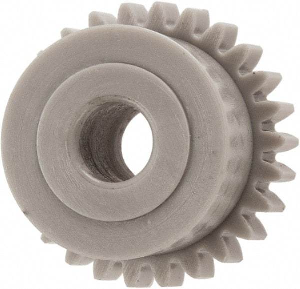 Made in USA - 48 Pitch, 0.542" Pitch Diam, 0.583" OD, 26 Tooth Spur Gear - 1/8" Face Width, 5/32" Bore Diam, 29/64" Hub Diam, 20° Pressure Angle, Acetal - Americas Tooling