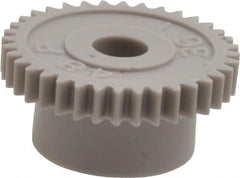 Made in USA - 48 Pitch, 3/4" Pitch Diam, 0.792" OD, 36 Tooth Spur Gear - 1/8" Face Width, 3/16" Bore Diam, 35/64" Hub Diam, 20° Pressure Angle, Acetal - Americas Tooling