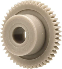 Made in USA - 48 Pitch, 1" Pitch Diam, 1.042" OD, 48 Tooth Spur Gear - 1/8" Face Width, 1/4" Bore Diam, 39/64" Hub Diam, 20° Pressure Angle, Acetal - Americas Tooling