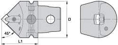 Kennametal - Left Hand Cut, Size KM63, DN.. Insert Compatiblity, Internal Modular Turning & Profiling Cutting Unit Head - 43mm Ctr to Cutting Edge, 60mm Head Length, Through Coolant, Series Kenclamp - Americas Tooling