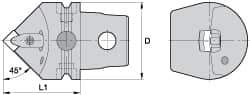 Kennametal - Left Hand Cut, Size KM63, DN.. Insert Compatiblity, External Modular Turning & Profiling Cutting Unit Head - 43mm Ctr to Cutting Edge, 60mm Head Length, Through Coolant, Series Kenclamp - Americas Tooling